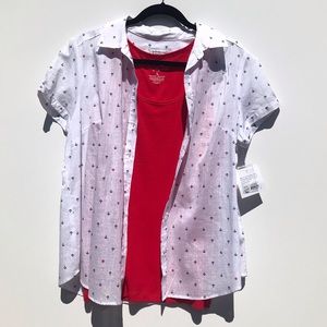Croft & Barrow Nautical Shirt with Red Tank Top